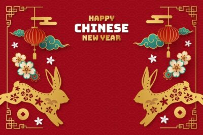 Free Vector | Chinese new year celebration photocall template