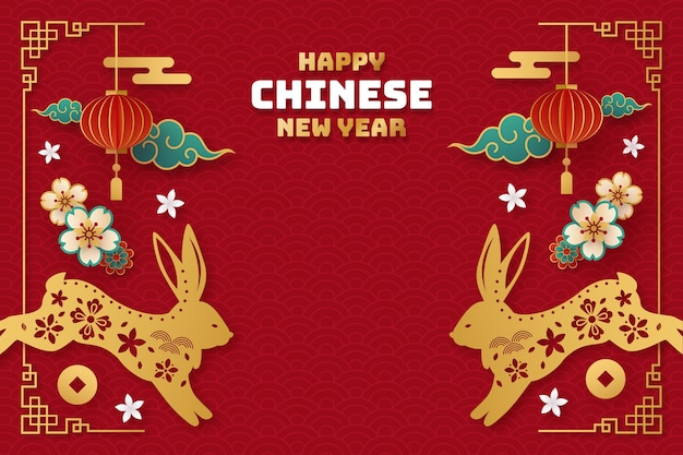 Free Vector | Chinese new year celebration photocall template