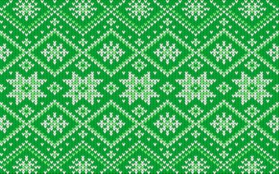 Free Vector | Christmas jacquard pattern with whie and green geometric shapes