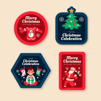 Free Vector | Christmas season celebration labels collection