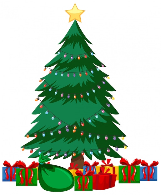 Free Vector | Christmas theme with many presents under christmas tree