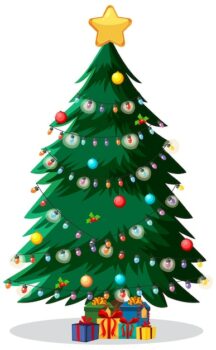 Free Vector | Christmas tree decorated with festive lights