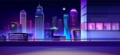 Free Vector | City night skyline cartoon  background