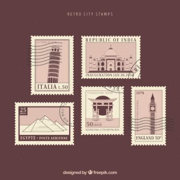 Free Vector | City stamps collection in retro style