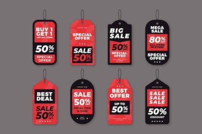 Free Vector | Collection of flat sales tags