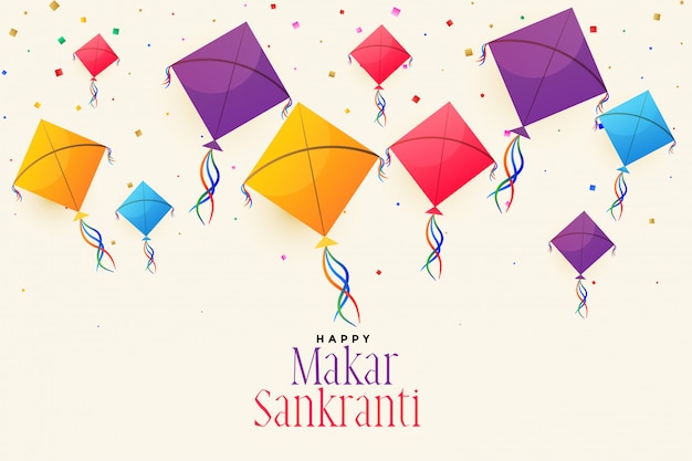Free Vector | Colorful flying kites for makar sankranti festival