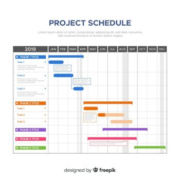 Free Vector | Colorful project schedule template with flat design