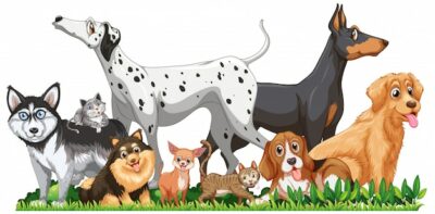 Free Vector | Cute different dogs group