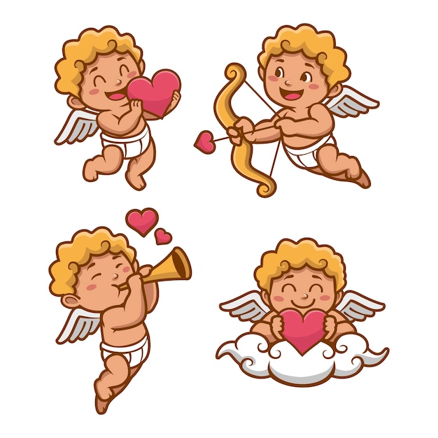 Free Vector | Cute flat cupid character collection