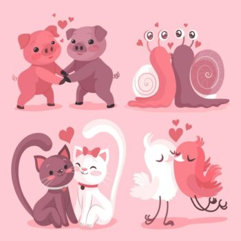 Free Vector | Cute valentine's day animal couple