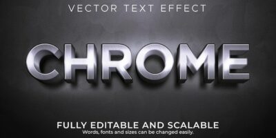 Free Vector | Editable text effect, chrome metallic  text style
