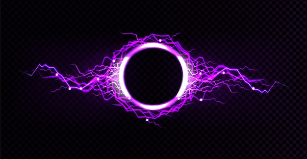 Free Vector | Electric lightning circle with purple glow effect