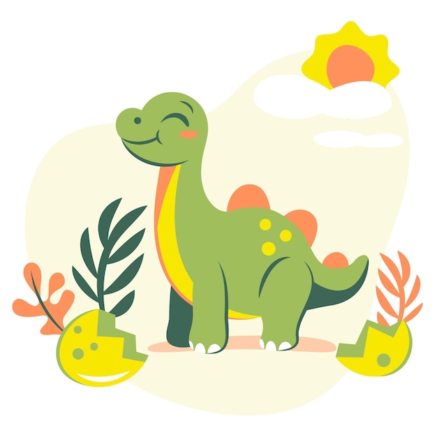 Free Vector | Flat baby dinosaur illustrated