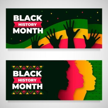 Free Vector | Flat black history month horizontal banners set