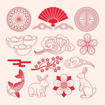 Free Vector | Flat chinese new year festival celebration ornaments collection