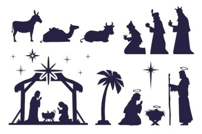 Free Vector | Flat christmas nativity scene silhouette