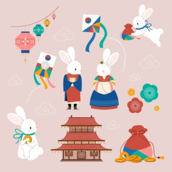 Free Vector | Flat design elements collection for seollal festival celebration
