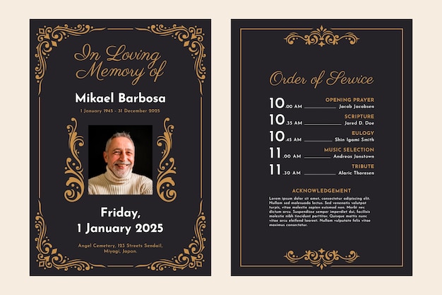 Free Vector | Flat design funeral order of service template