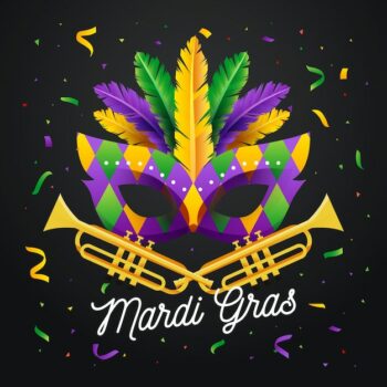 Free Vector | Flat design mardi gras mask with lettering