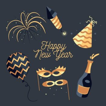 Free Vector | Flat design new year party element collection