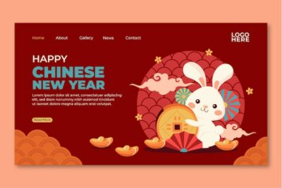 Free Vector | Flat landing page template for chinese new year celebration