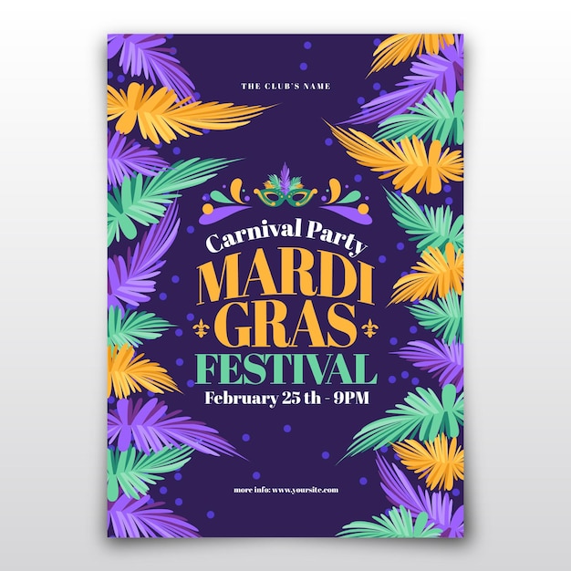 Free Vector | Flat mardi gras carnival poster template