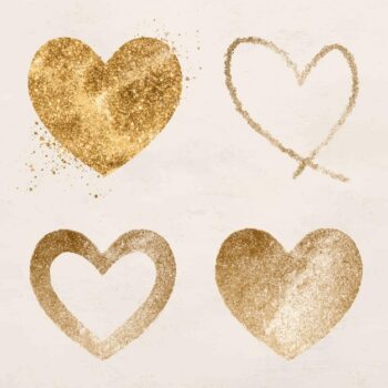Free Vector | Glittery gold heart icon set
