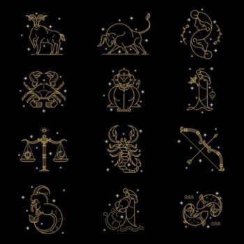 Free Vector | Gold zodiac sign set on a black background