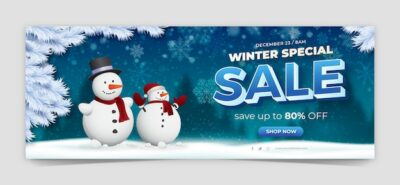 Free Vector | Gradient winter season sale social media cover template