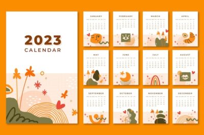 Free Vector | Hand drawn 2023 monthly calendar template