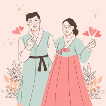 Free Vector | Hand drawn asian couple illustration