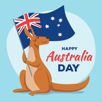 Free Vector | Hand drawn australia day with kangaroo and flag