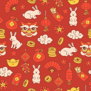 Free Vector | Hand drawn chinese new year pattern design