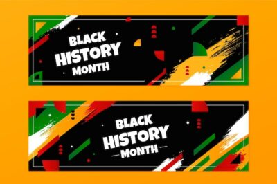 Free Vector | Hand drawn flat black history month horizontal banners set