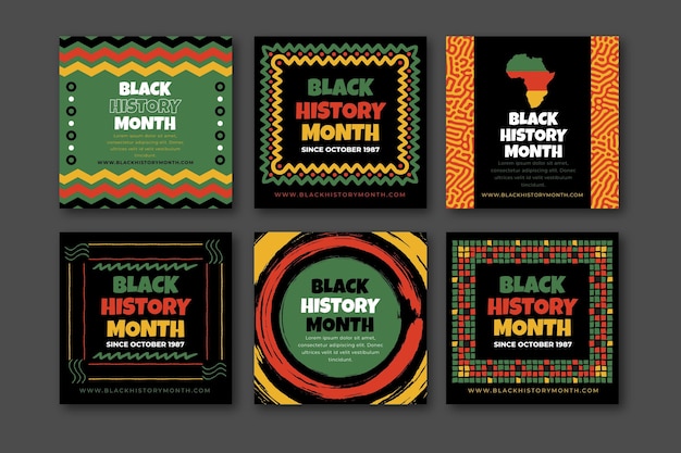 Free Vector | Hand drawn flat black history month instagram posts collection