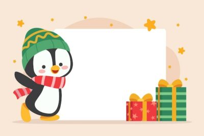 Free Vector | Hand drawn flat illustration of christmas character holding blank banner