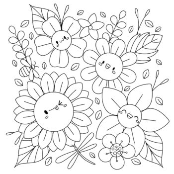 Free Vector | Hand drawn flowers coloring book illustration