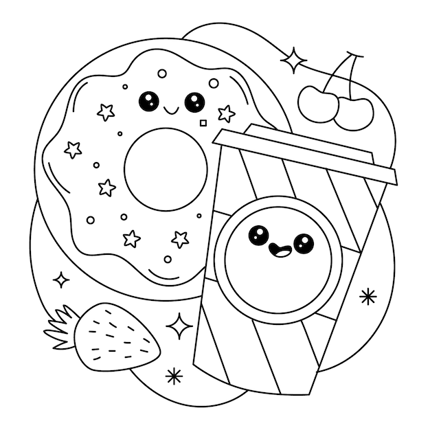 Free Vector | Hand drawn kawaii coloring book illustration