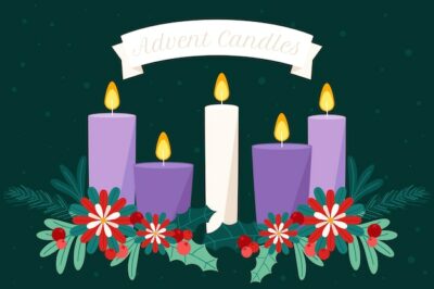 Free Vector | Hand drawn purple candles advent background