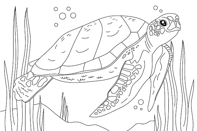 Free Vector | Hand drawn turtle outline illustration