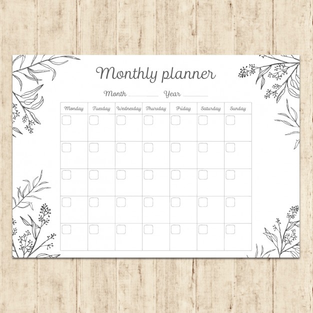 Free Vector | Hand painted monthly planner