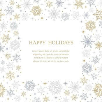 Free Vector | Happy holidays vector abstract square frame illustration with snowflakes and text space.