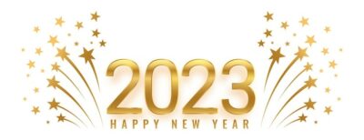 Free Vector | Happy new year 2023 celebration banner with bursting stars