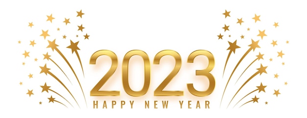 Free Vector | Happy new year 2023 celebration banner with bursting stars