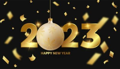 Free Vector | Happy new year black background with golden style
