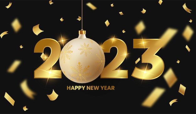 Free Vector | Happy new year black background with golden style