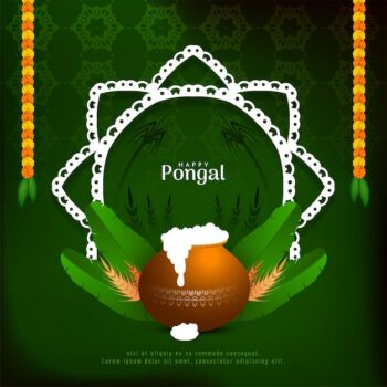 Free Vector | Happy pongal festival decorative green color background vector
