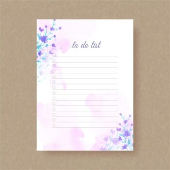 Free Vector | Iced blue of stalk flower painting with splash on to do list template