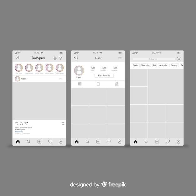 Free Vector | Instagram post and profile template