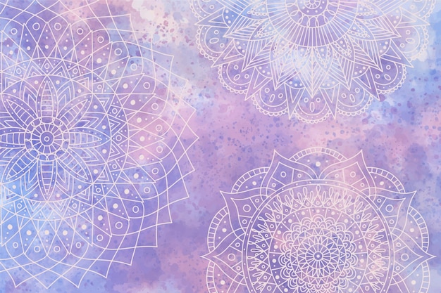 Free Vector | Monochromatic background in watercolor with mandalas